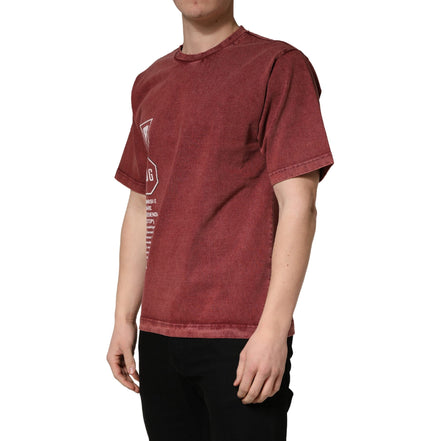 T-shirt Dolce & Gabbana bordeaux imprimé à col rond et manches courtes