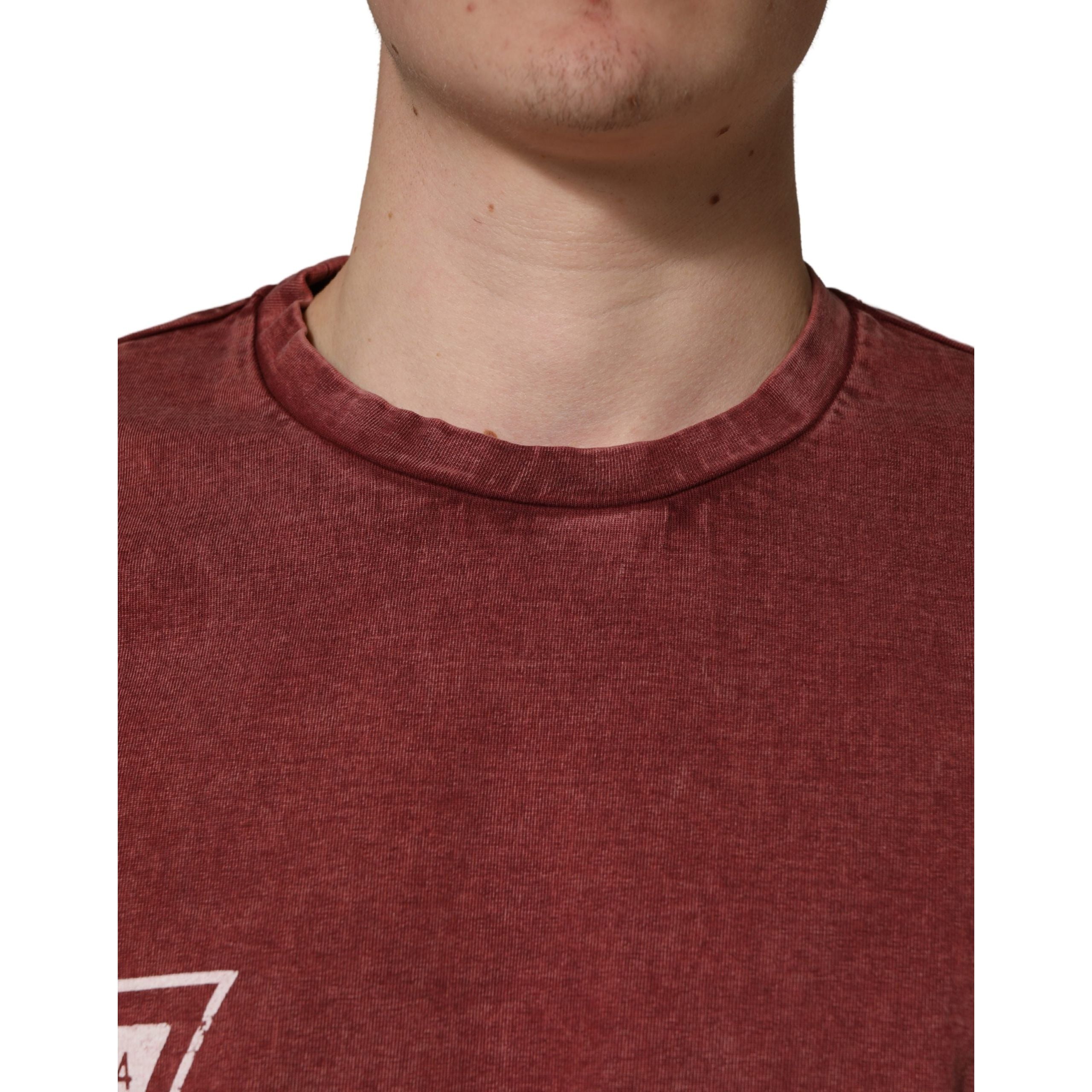 T-shirt Dolce & Gabbana bordeaux imprimé à col rond et manches courtes