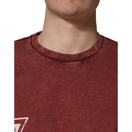T-shirt Dolce & Gabbana bordeaux imprimé à col rond et manches courtes