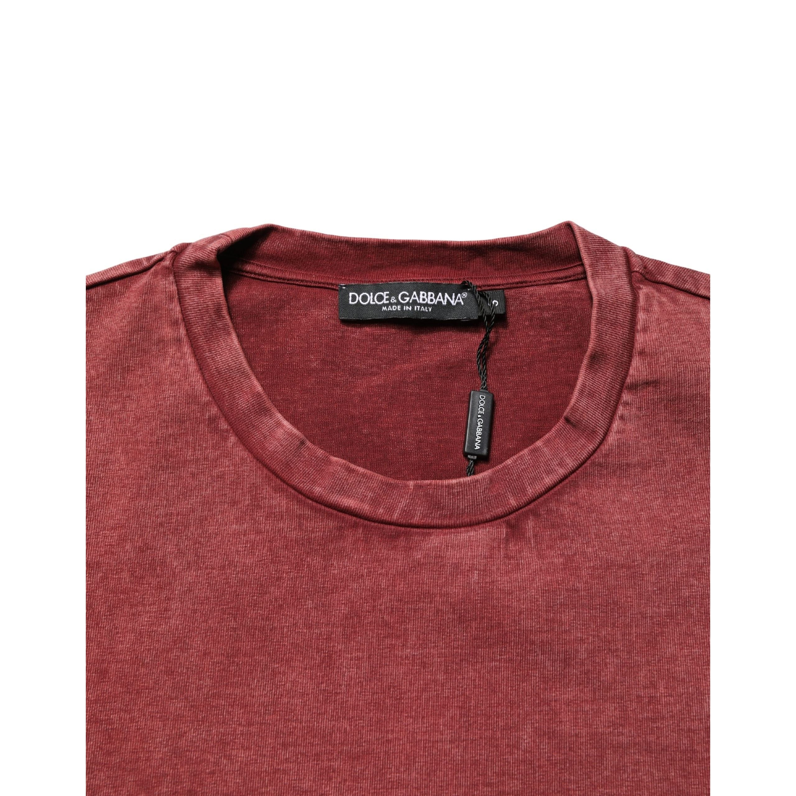 T-shirt Dolce & Gabbana bordeaux imprimé à col rond et manches courtes