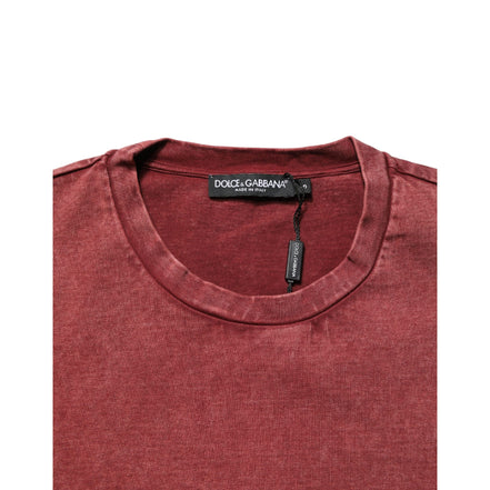 T-shirt Dolce & Gabbana bordeaux imprimé à col rond et manches courtes