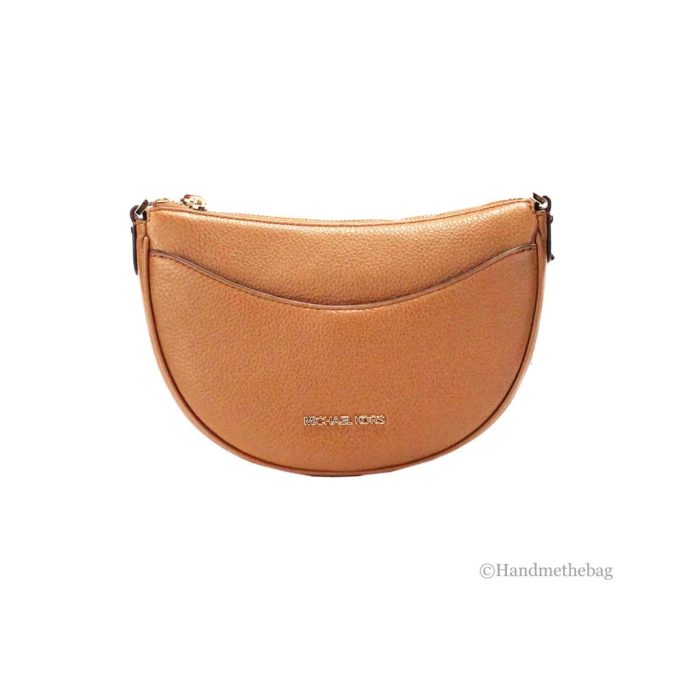 Sac à bandoulière demi-lune en cuir grainé Michael Kors Dover Small Luggage