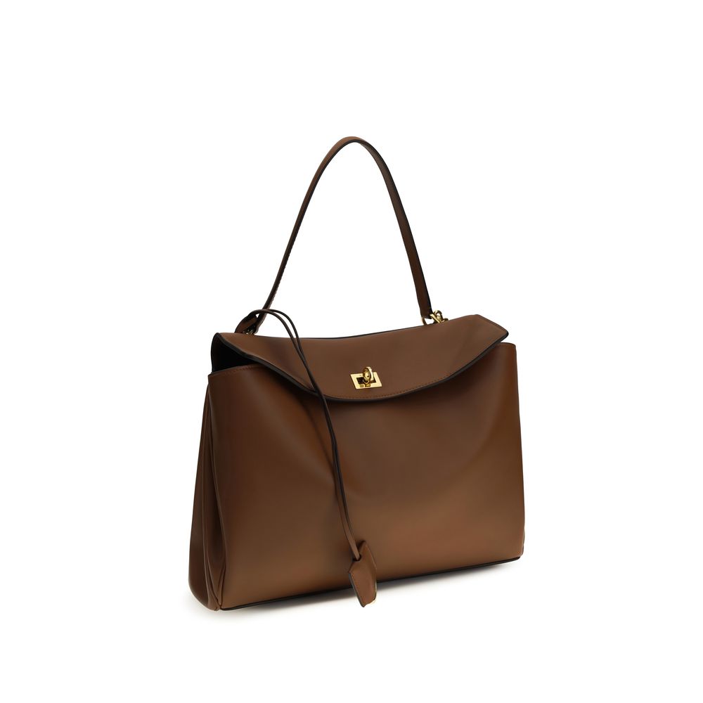 Borsa a spalla Balenciaga in pelle di vitello marrone Bos Taurus