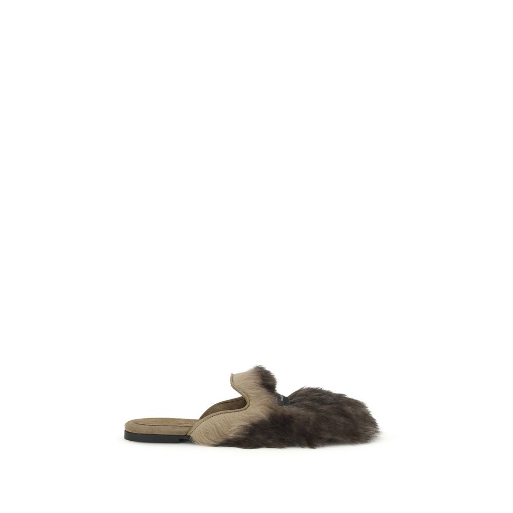 Dolce & Gabbana Gray Leather Mules