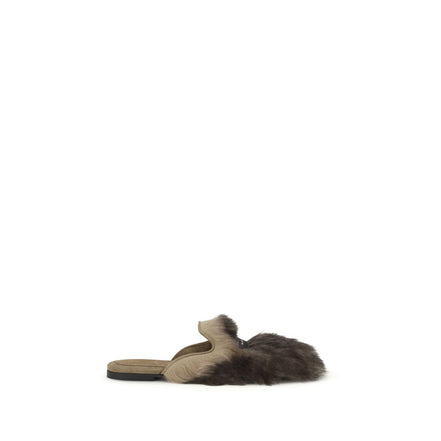 Dolce & Gabbana Gray Leather Mules
