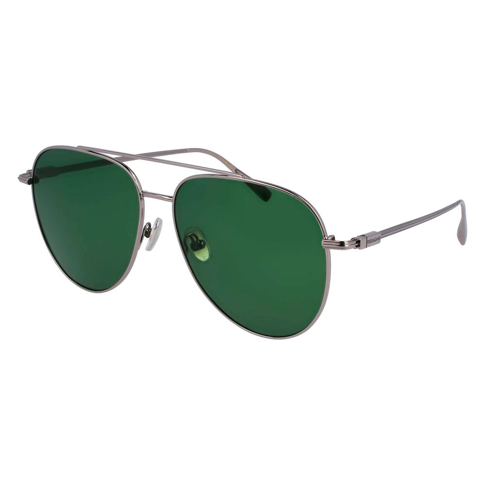 Occhiali da sole Ferragamo in metallo grigio