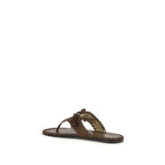 Sandales plates Prada en cuir de veau marron
