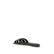 Sandali piatti Saint Laurent in pelle di vitello nera