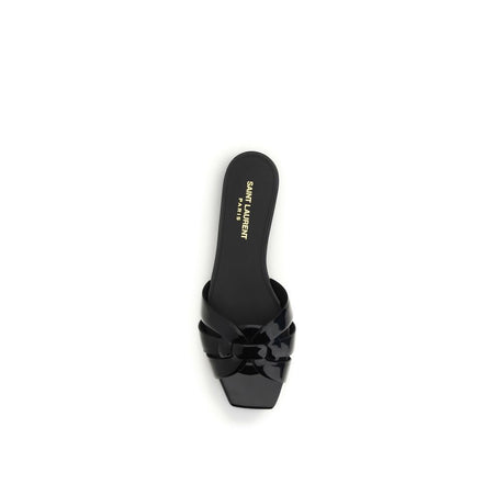 Sandali piatti Saint Laurent in pelle di vitello nera