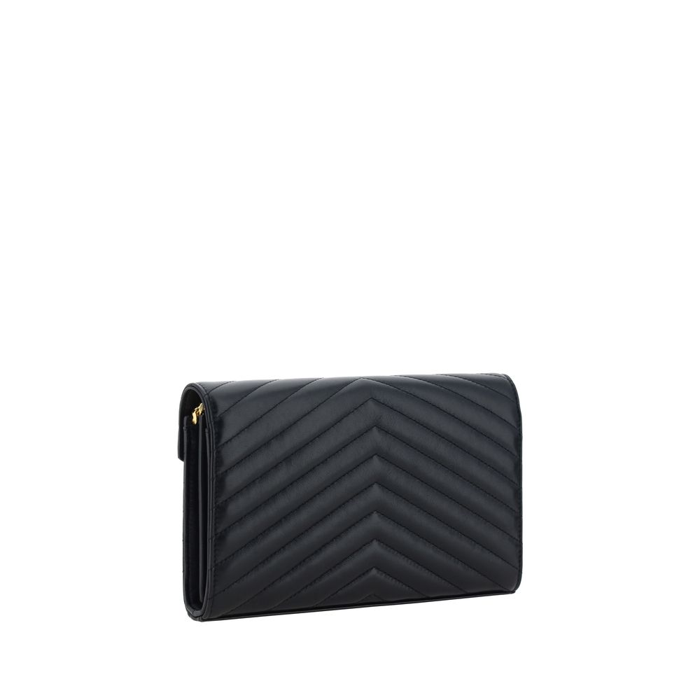 Sac bandoulière Saint Laurent en cuir de veau noir Bos Taurus