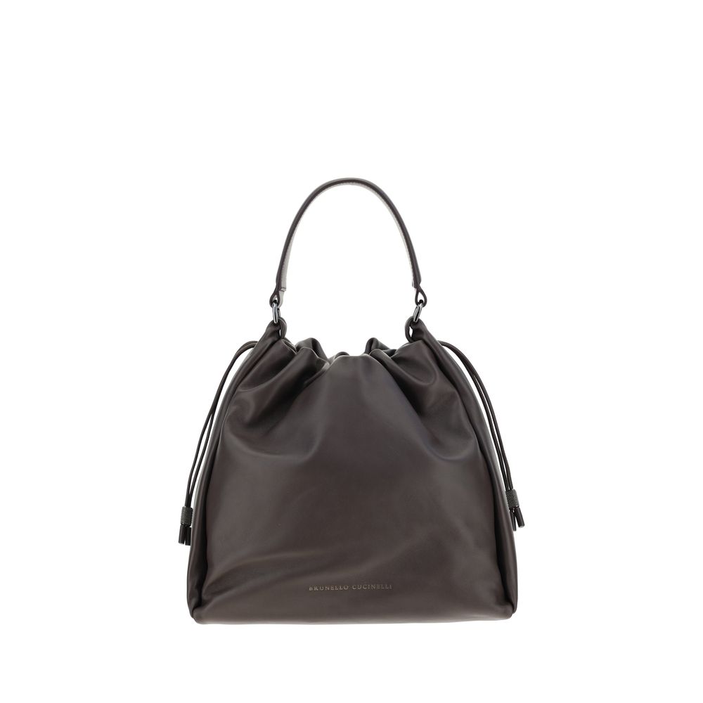 Brunello Cucinelli Brown Calf Leather Shoulder Bag