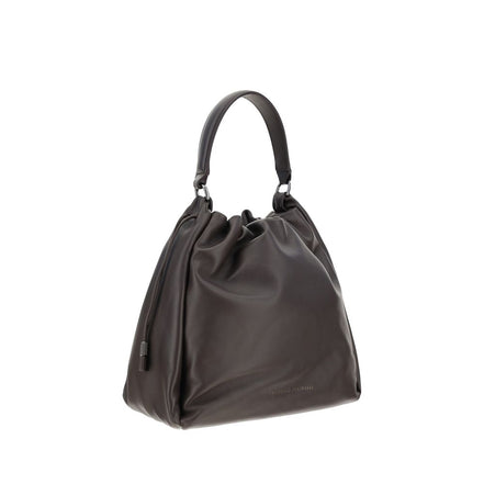 Brunello Cucinelli Brown Calf Leather Shoulder Bag
