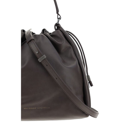 Brunello Cucinelli Brown Calf Leather Shoulder Bag