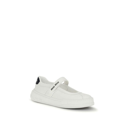 Miu Miu White Calf Leather Ballet Flats