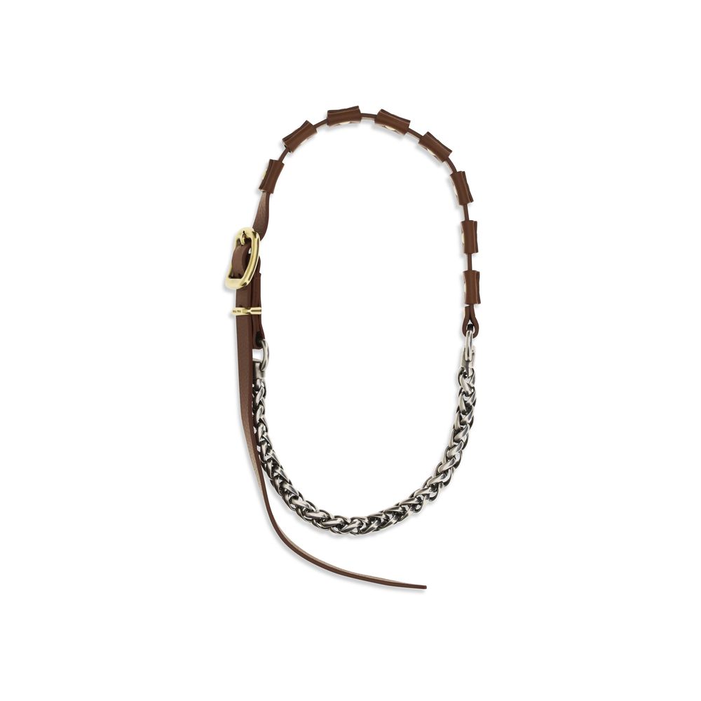 Collier Miu Miu en cuir de veau marron