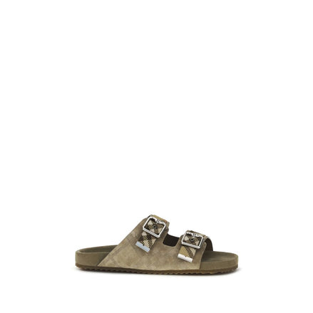 Burberry Beige Calf Leather Flat Sandals