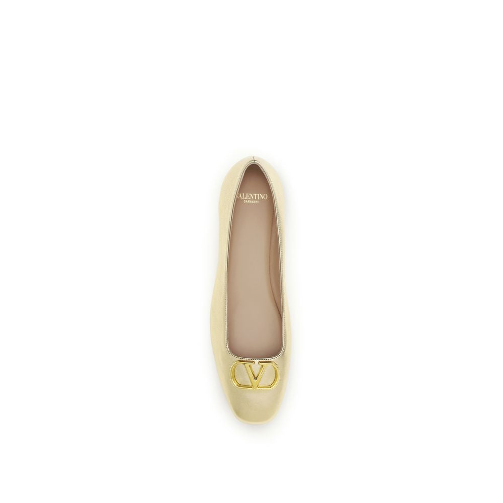 Ballerines Valentino Garavani en cuir de veau doré Bos Taurus