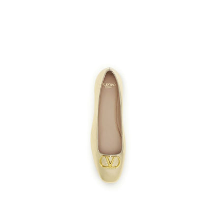 Ballerines Valentino Garavani en cuir de veau doré Bos Taurus