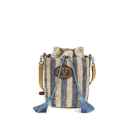 Sac seau Valentino Garavani en raphia bleu