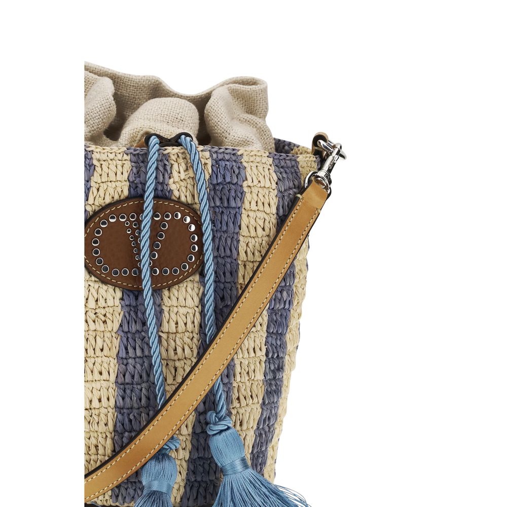 Sac seau Valentino Garavani en raphia bleu