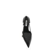 Escarpins à talons hauts en cuir de chèvre noir Prada