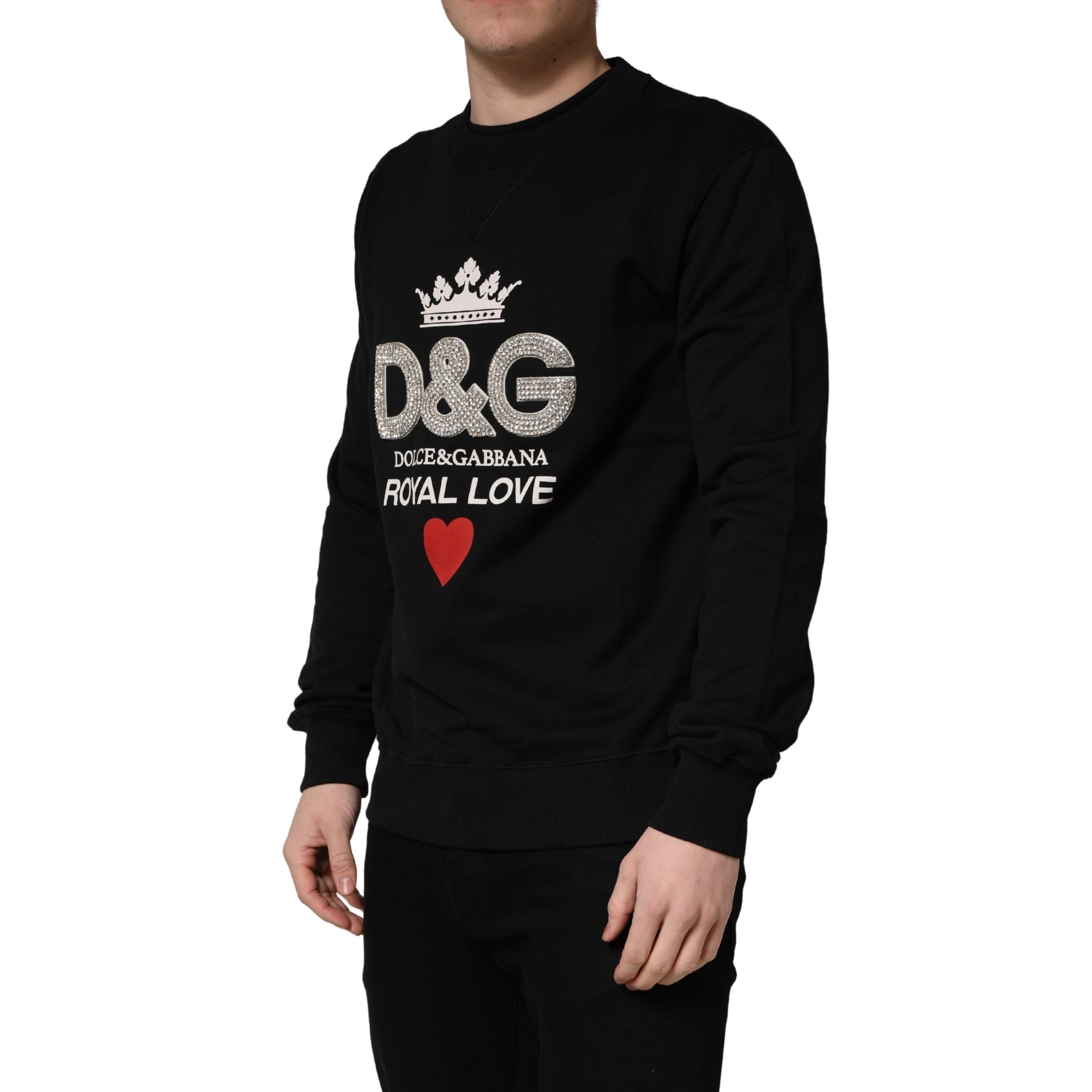 Dolce & Gabbana Black Embellished Cotton Sweatshirt