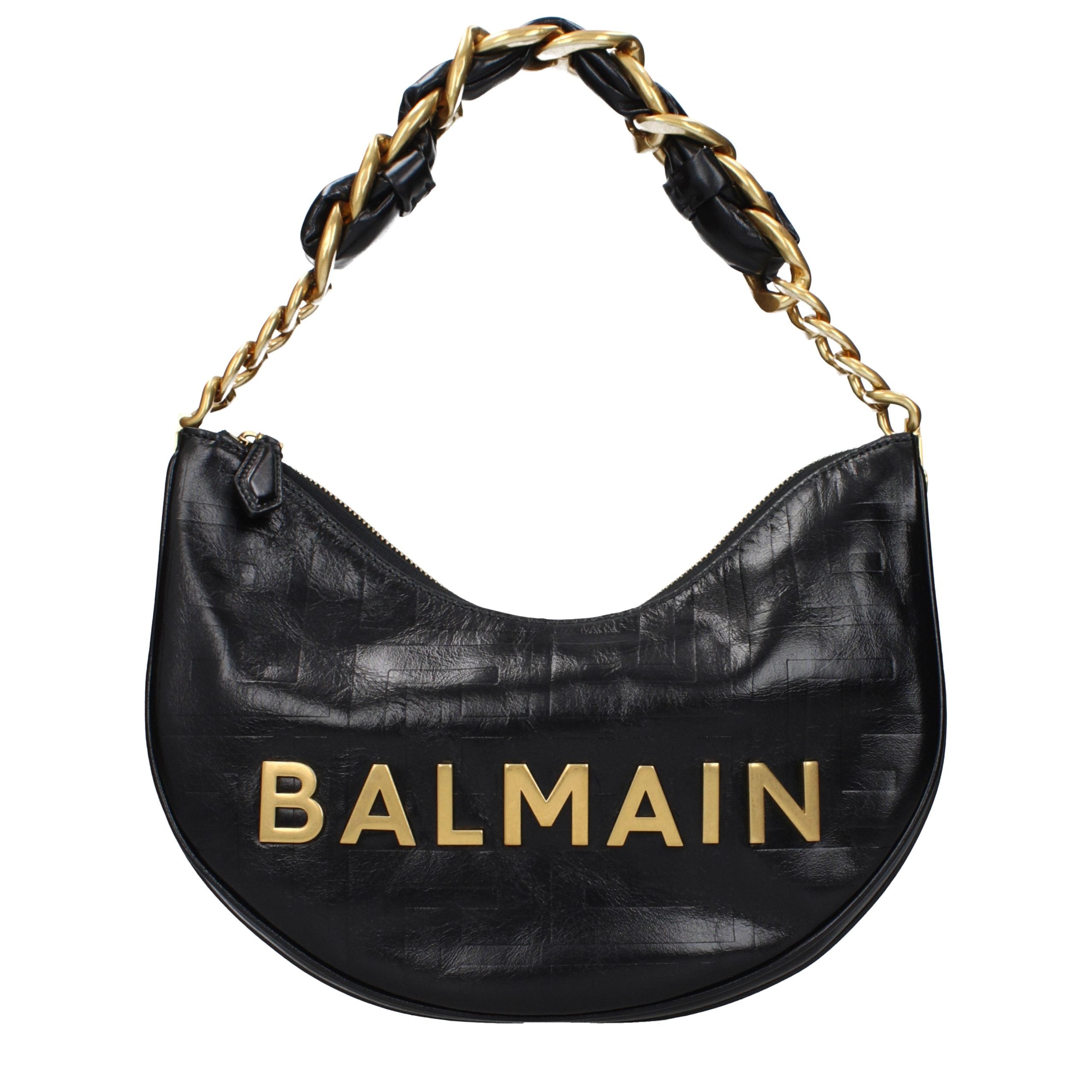 Sac à bandoulière Balmain en cuir noir