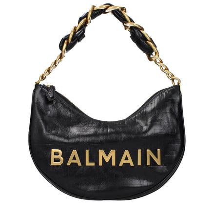 Sac à bandoulière Balmain en cuir noir