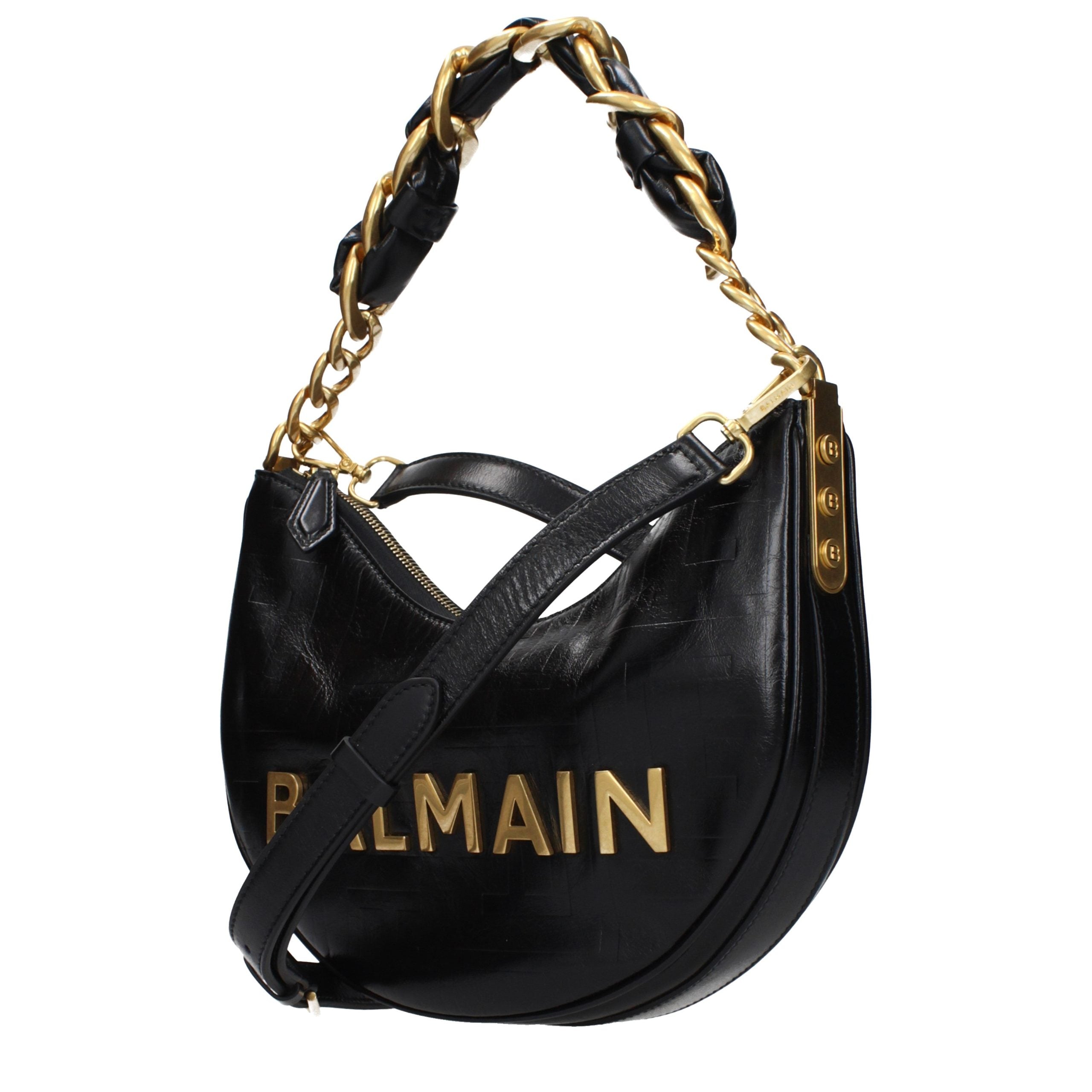 Sac à bandoulière Balmain en cuir noir
