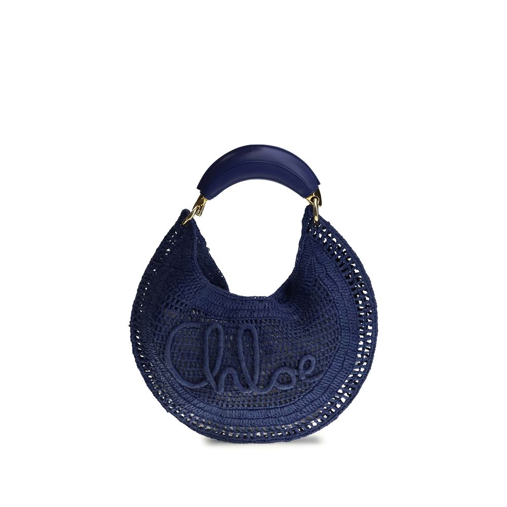 Borsa a tracolla Chloé in rafia blu