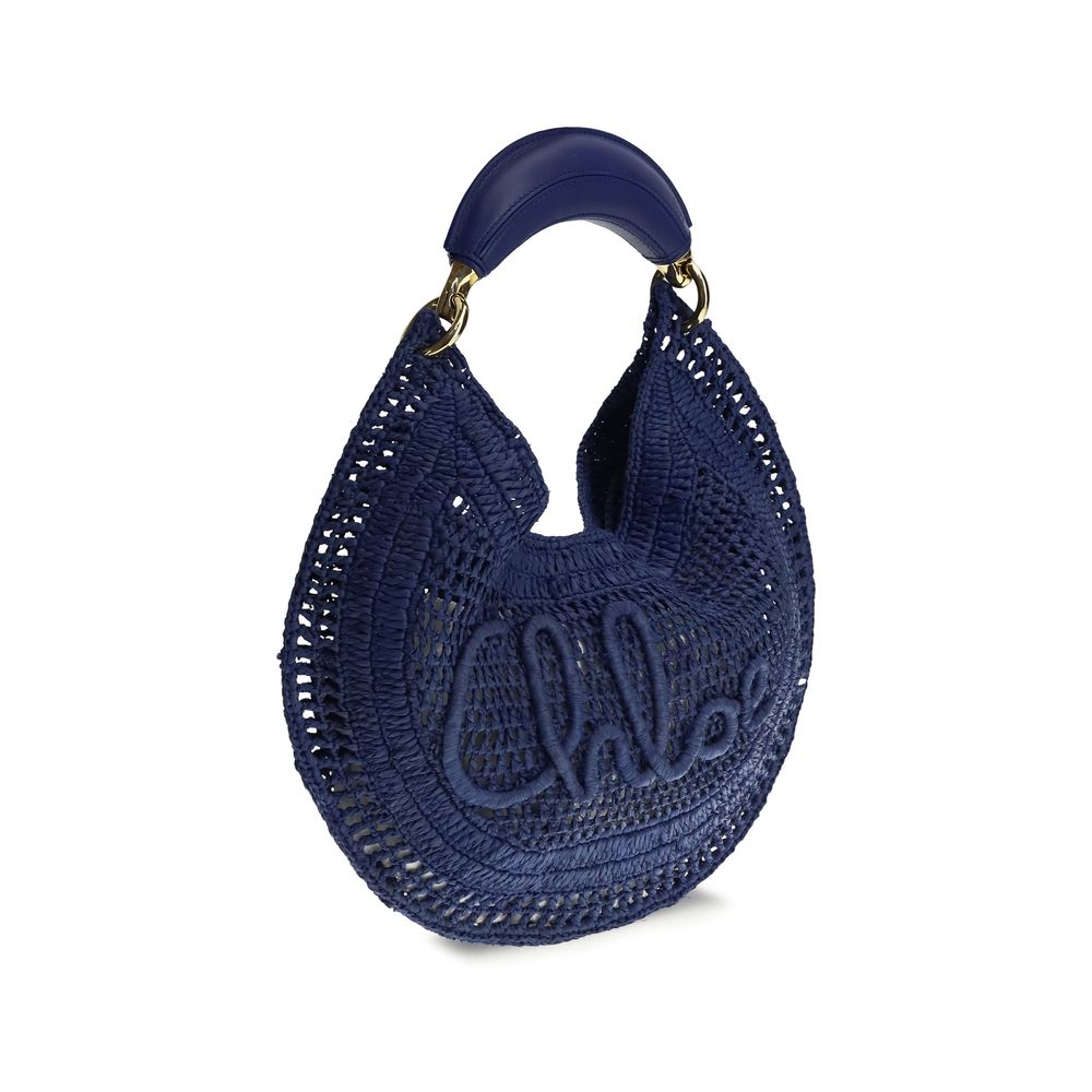 Borsa a tracolla Chloé in rafia blu