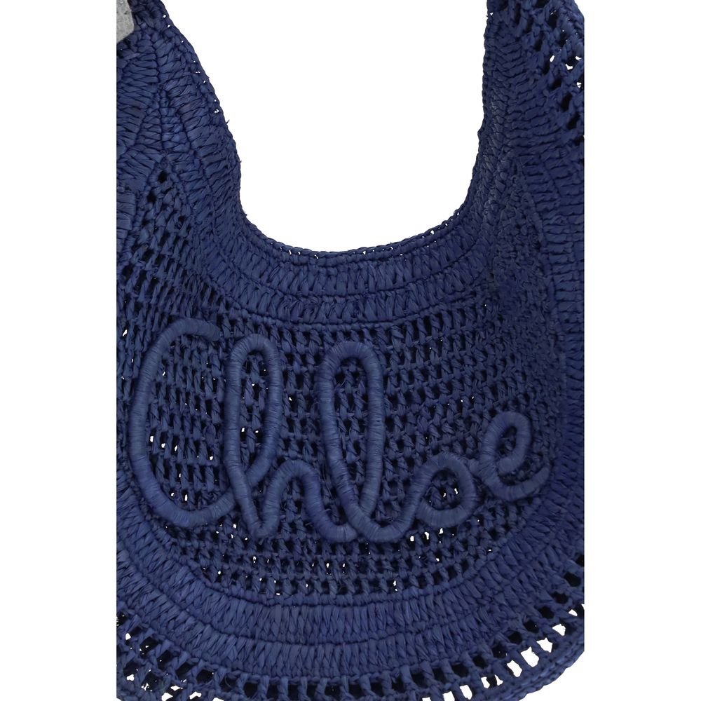 Borsa a tracolla Chloé in rafia blu