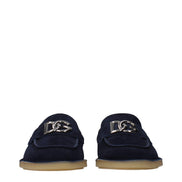 Dolce & Gabbana Blue Leather Slip-On Loafers