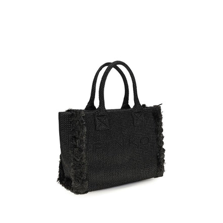 PINKO Black Beach Raffia Tote Bag