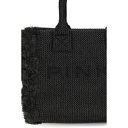 PINKO Black Beach Raffia Tote Bag