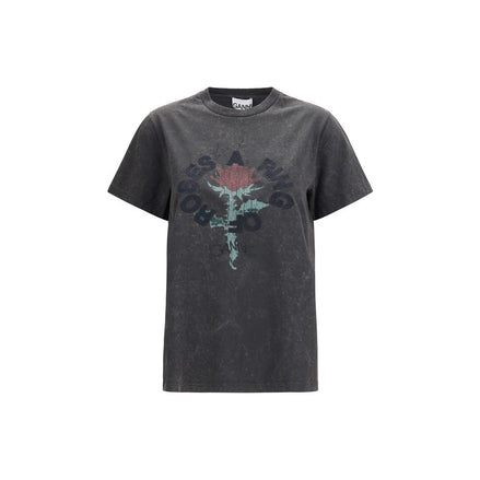 Ganni Gray Cotton T-Shirt