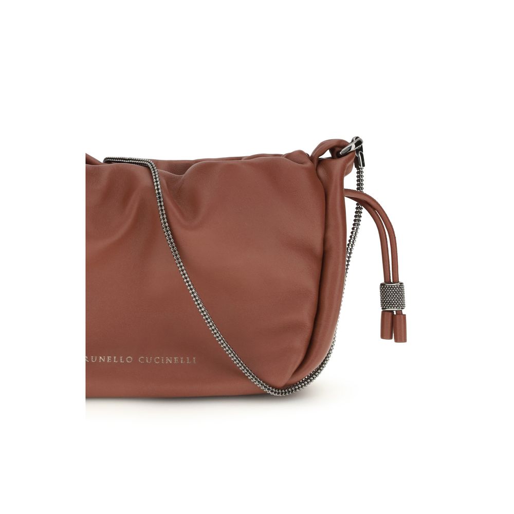 Brunello Cucinelli Brown Calf Leather Shoulder Bag