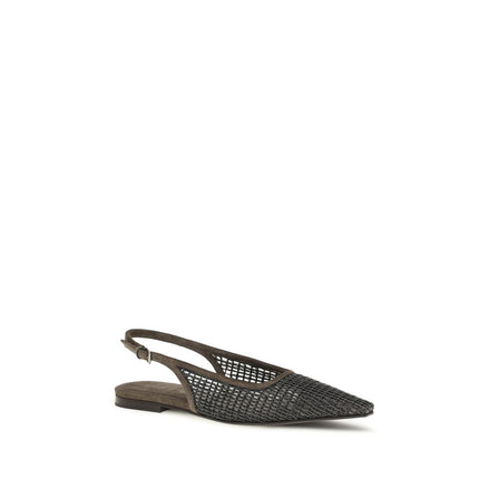 Brunello Cucinelli Brown Calf Leather Ballet Flats
