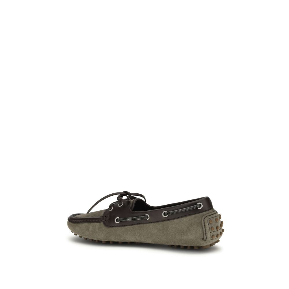 Mocassini slip-on Brunello Cucinelli in pelle di vitello grigia Bos Taurus