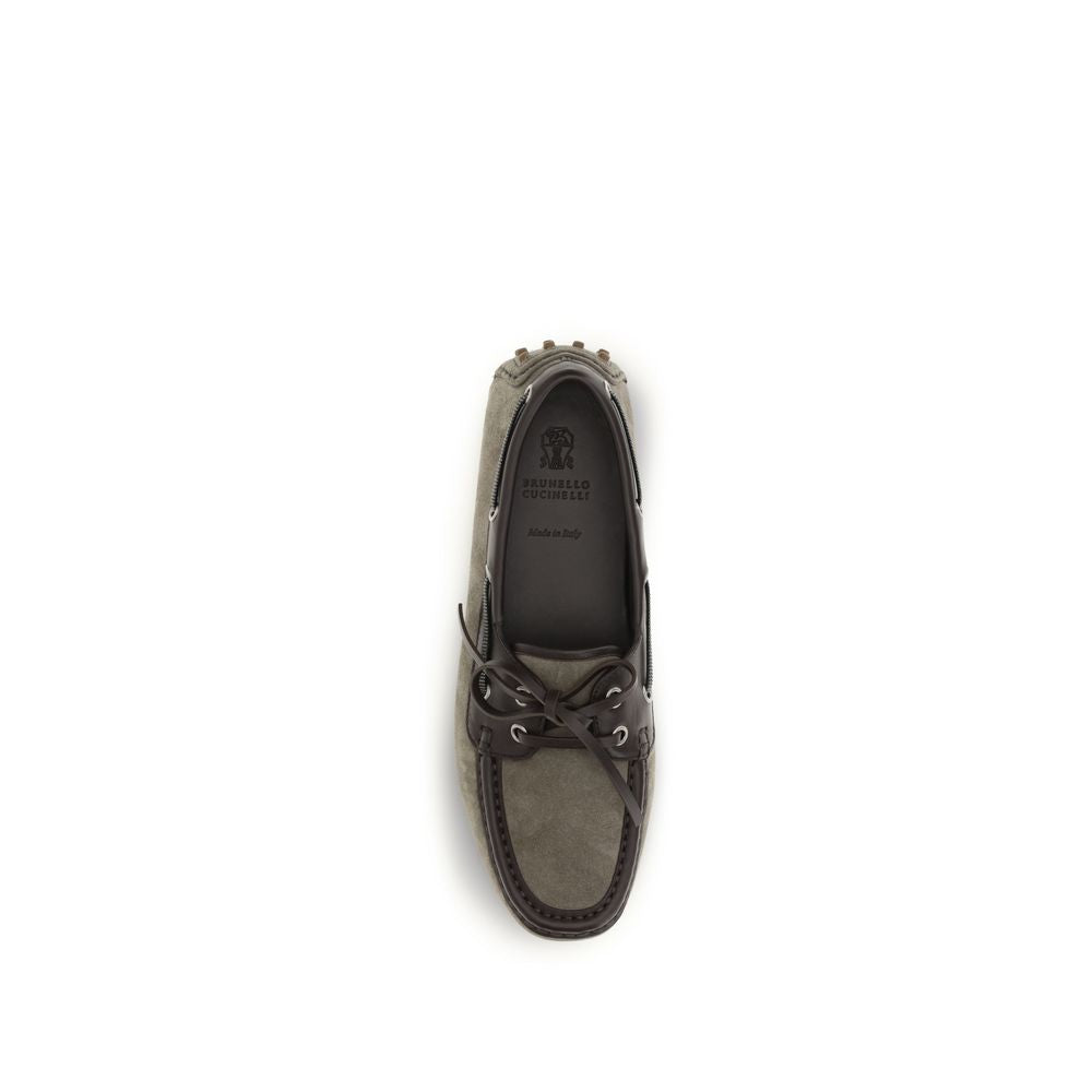 Mocassini slip-on Brunello Cucinelli in pelle di vitello grigia Bos Taurus
