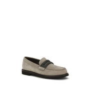 Mocassins à enfiler en cuir de veau gris Brunello Cucinelli