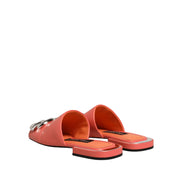 Dolce & Gabbana Orange DG Logo Leather Flat Sandals