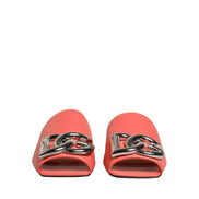 Dolce & Gabbana Orange DG Logo Leather Flat Sandals