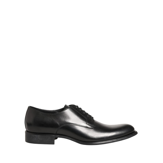 Dolce & Gabbana Black Calfskin Leather Derby Men Dress Shoes