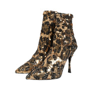 Chaussures bottines Dolce & Gabbana léopard doré à paillettes