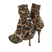 Chaussures bottines Dolce & Gabbana léopard doré à paillettes