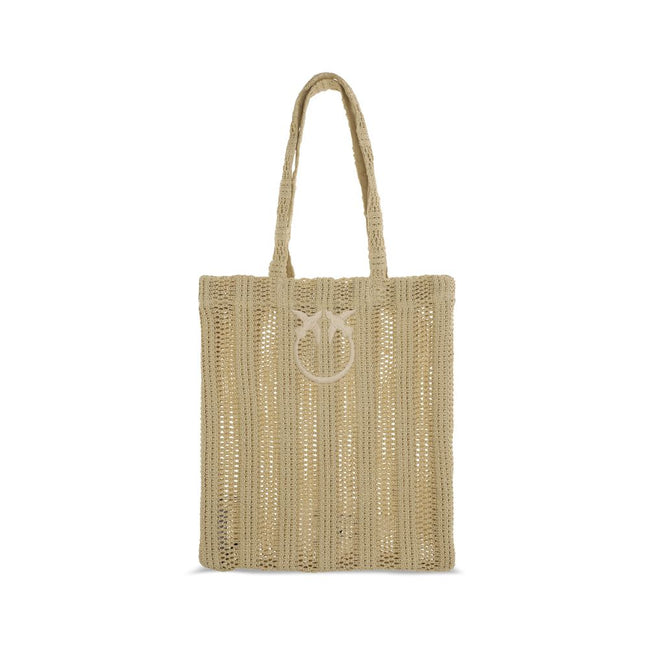 PINKO Beige Easy Tote Raffia Bag