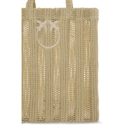PINKO Beige Easy Tote Raffia Bag