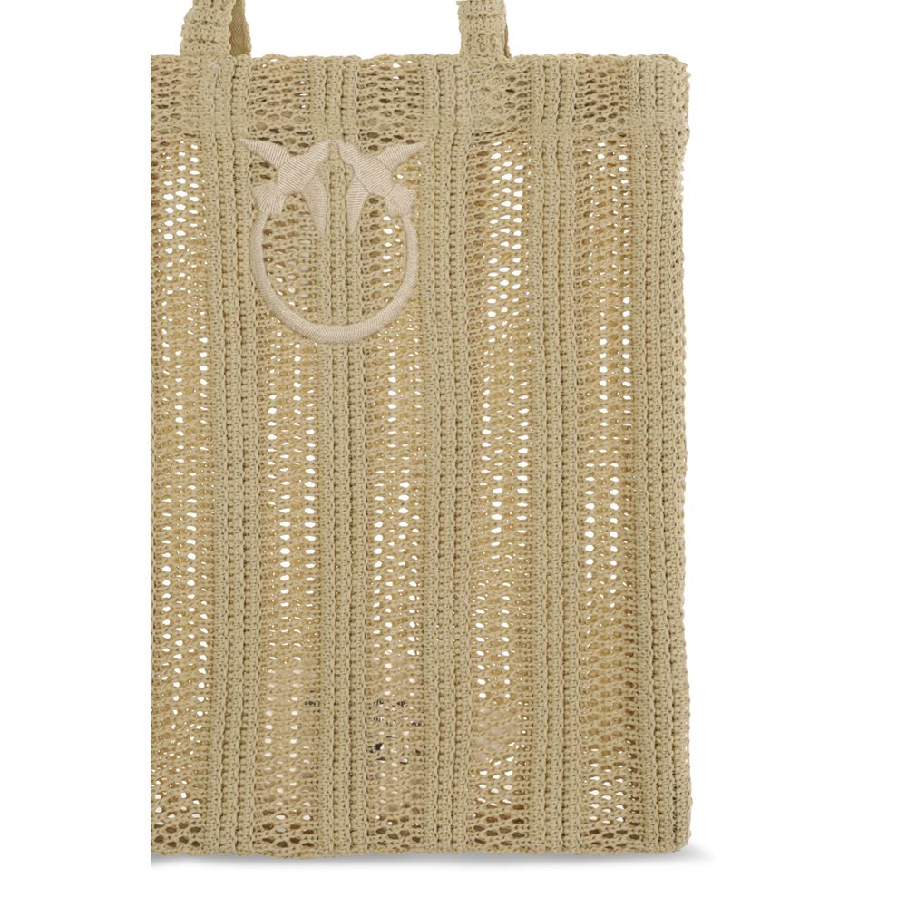 PINKO Beige Easy Tote Raffia Bag