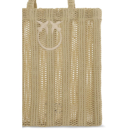PINKO Beige Easy Tote Raffia Bag